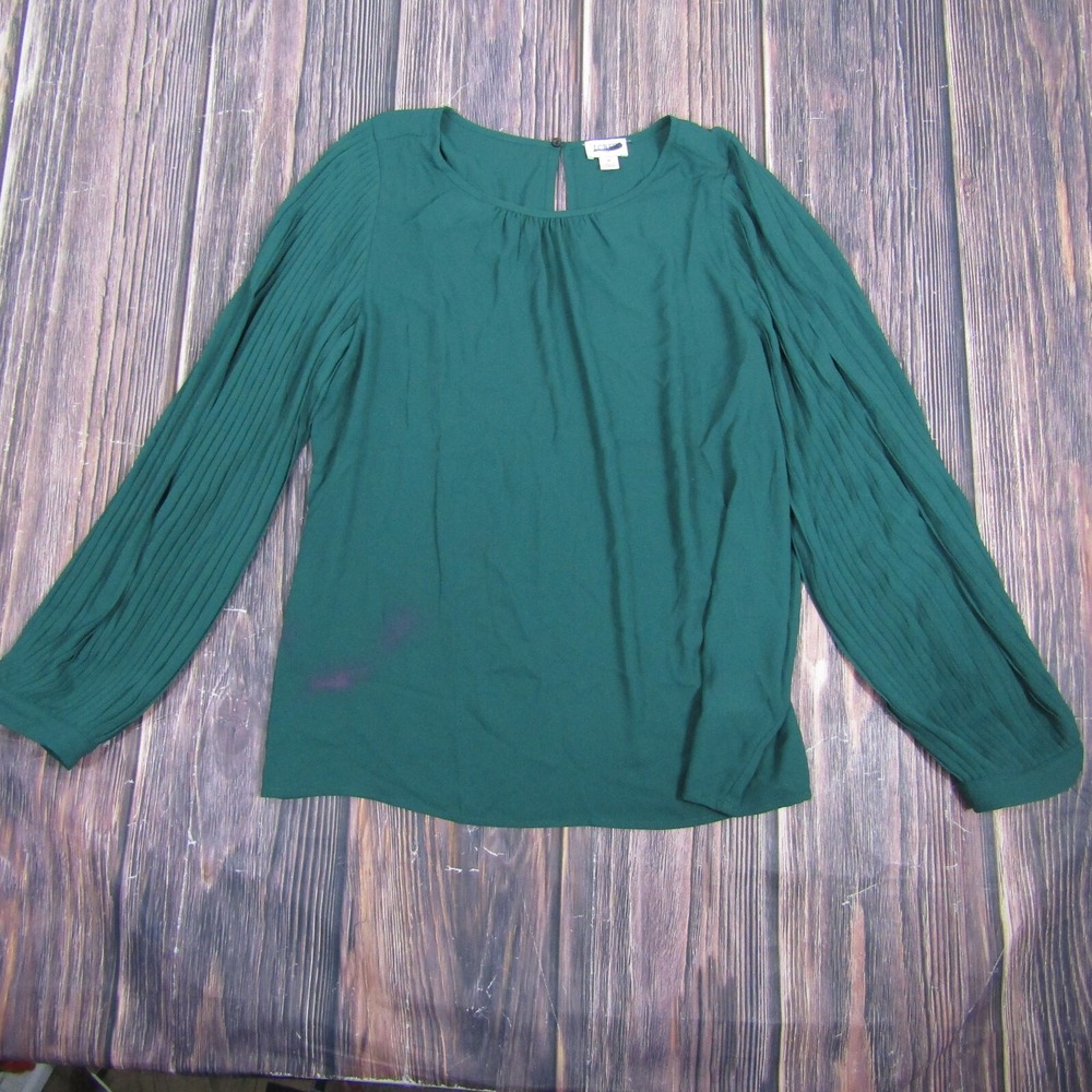 J Crew Womens‎ Small Green Pleated Sleeve Top